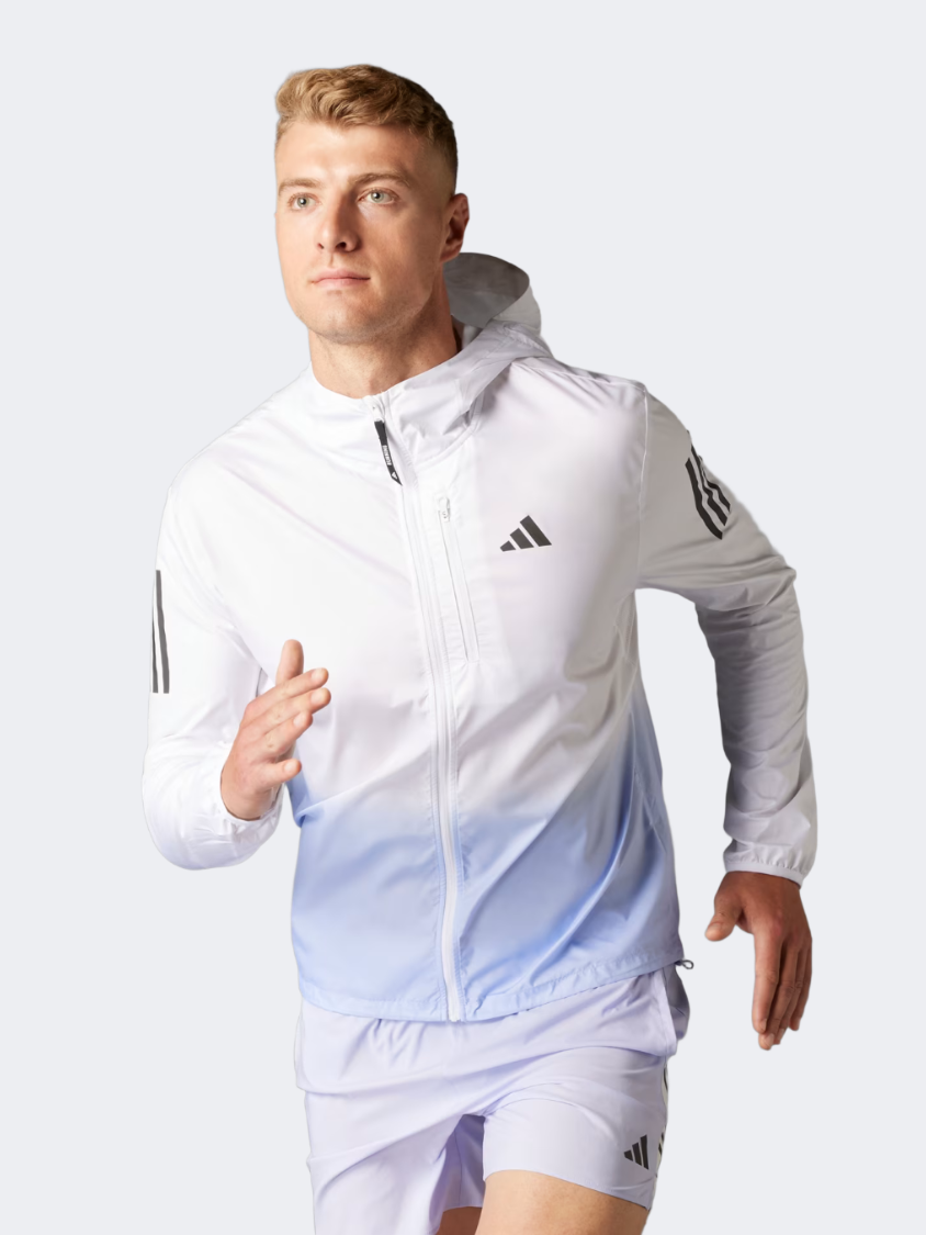 Adidas Own The Run Colorblock Men Running Jacket White/Violet Tone