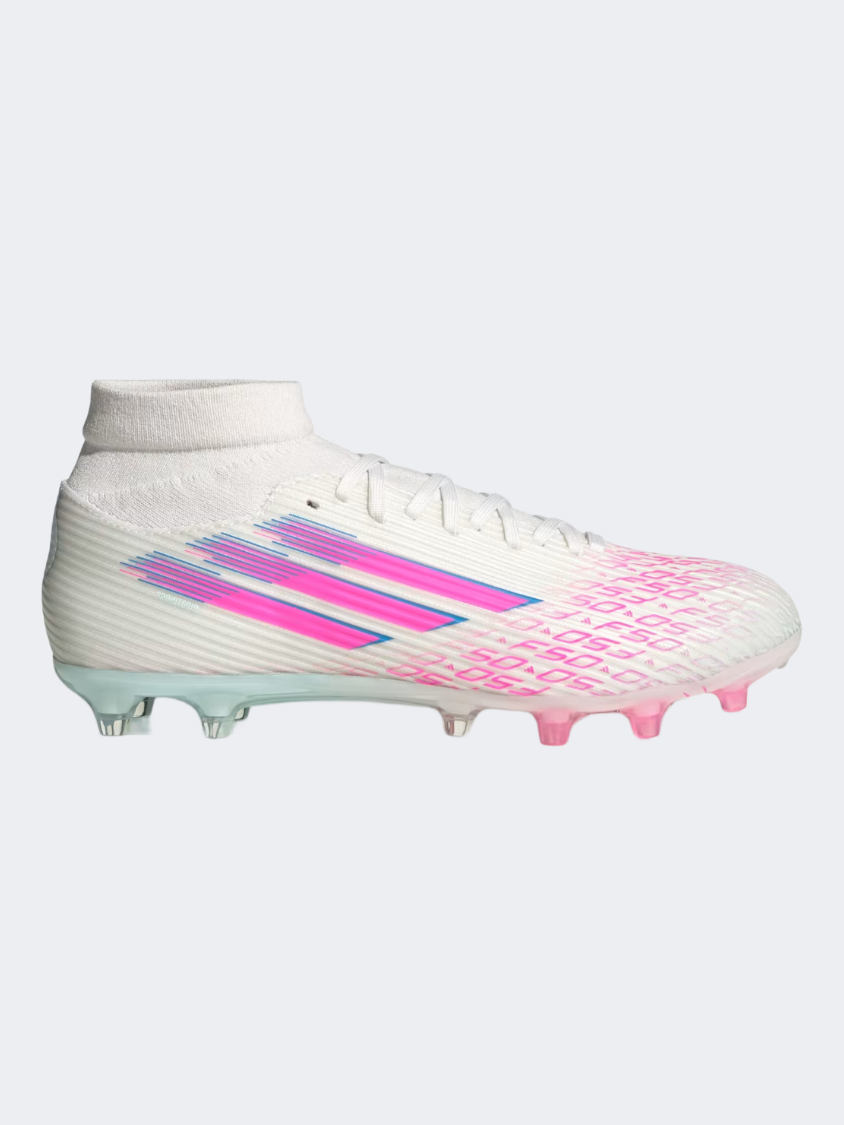 pink and white soccer cleats