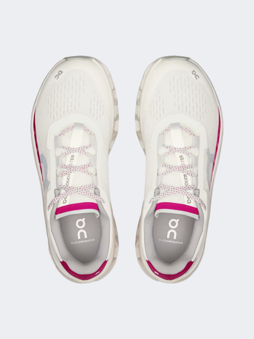 On Cloudmonster Women Running Shoes Ivory/Grenadine