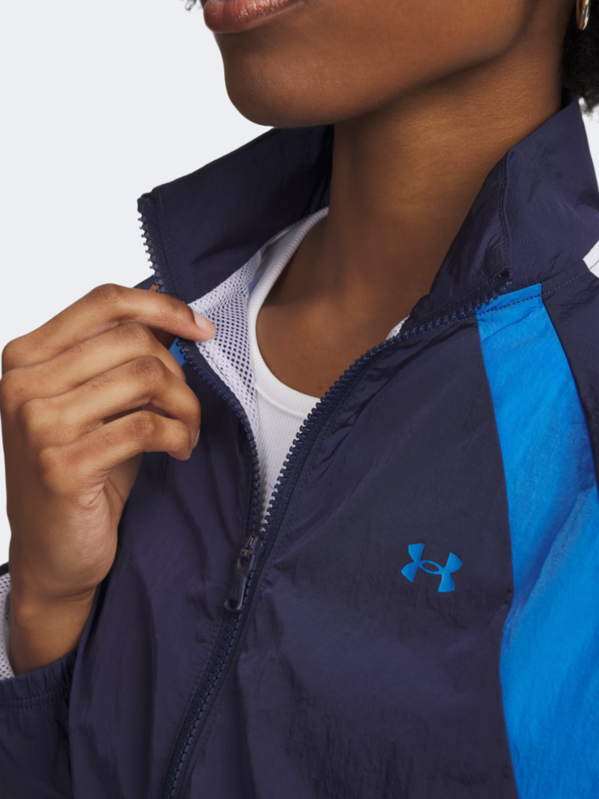 Under Armour Icon Crinkle Women Lifestyle Jacket Navy/White/Blue