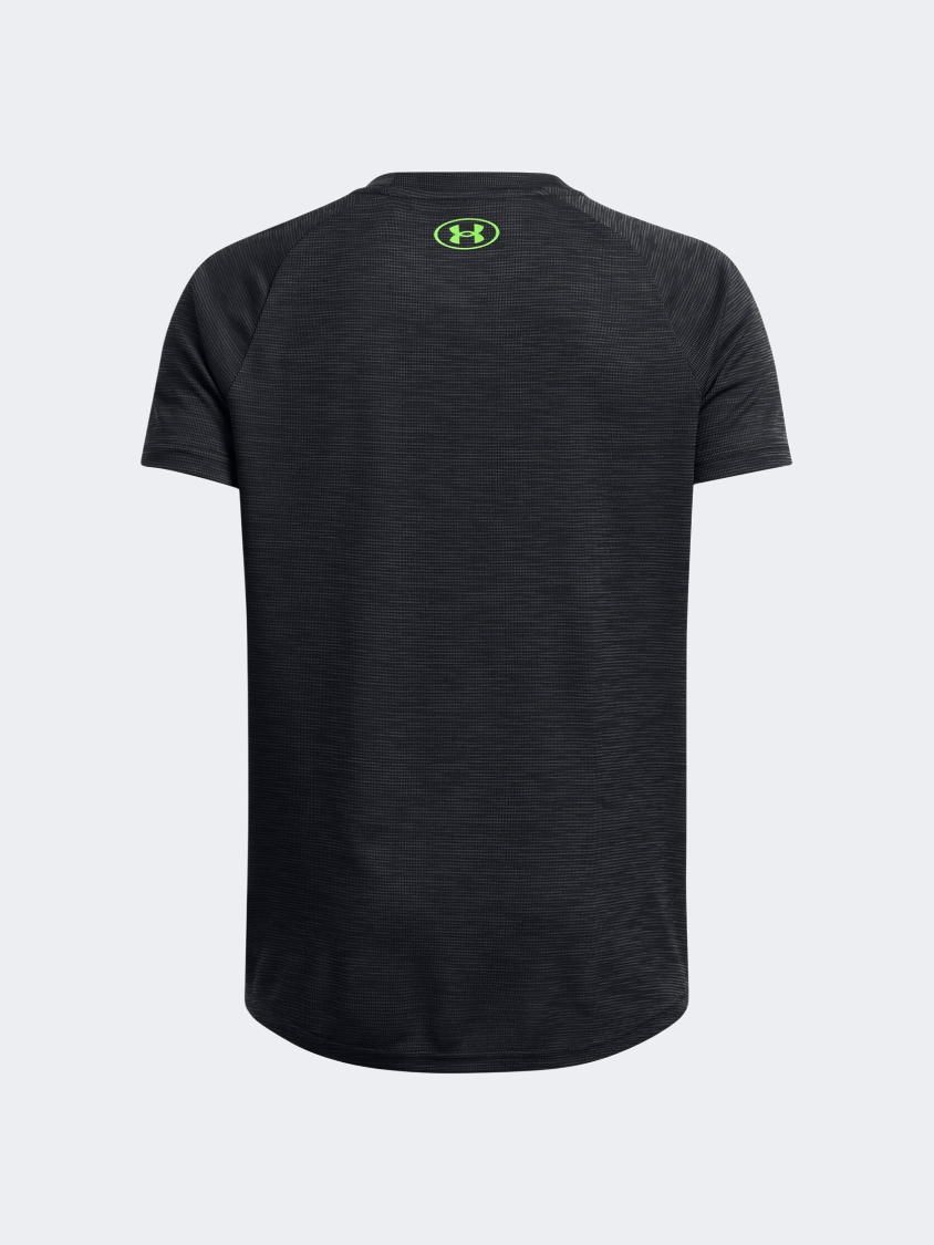 Under Armour Tech Textured Boys Training T-Shirt Black/Cyber Green