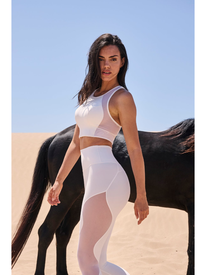 Wiskii Mesh Racerback Sports Women Sportswear Bra Ivory