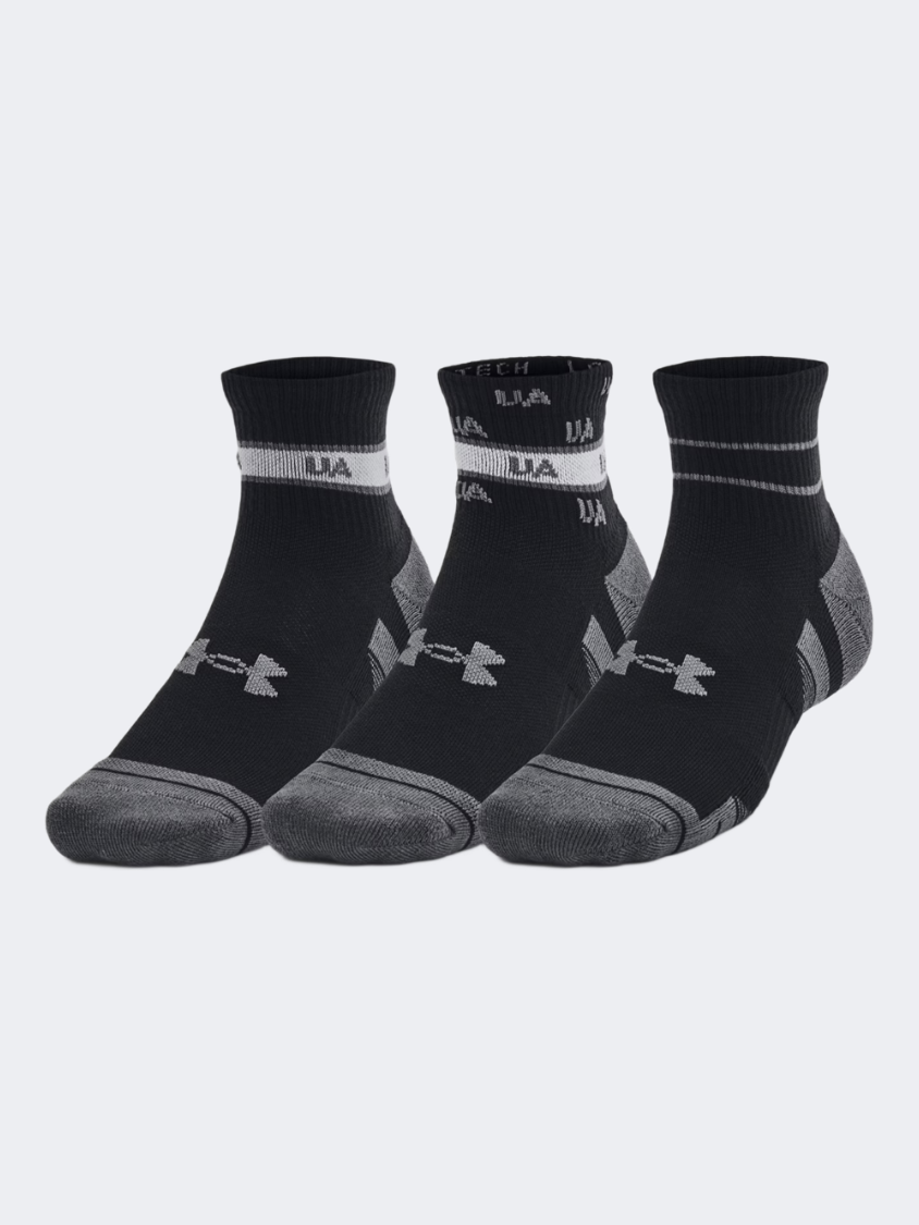 Under Armour Performance Tech 3-Pack Quarter Unisex Training Sock Black