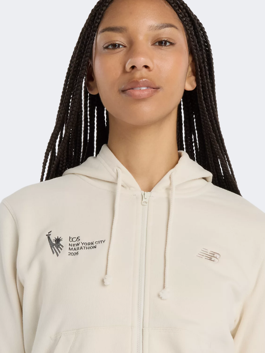 New Balance Nyc Marathon Coastal Fleece Full Zip Women Lifestyle Hoody Linen