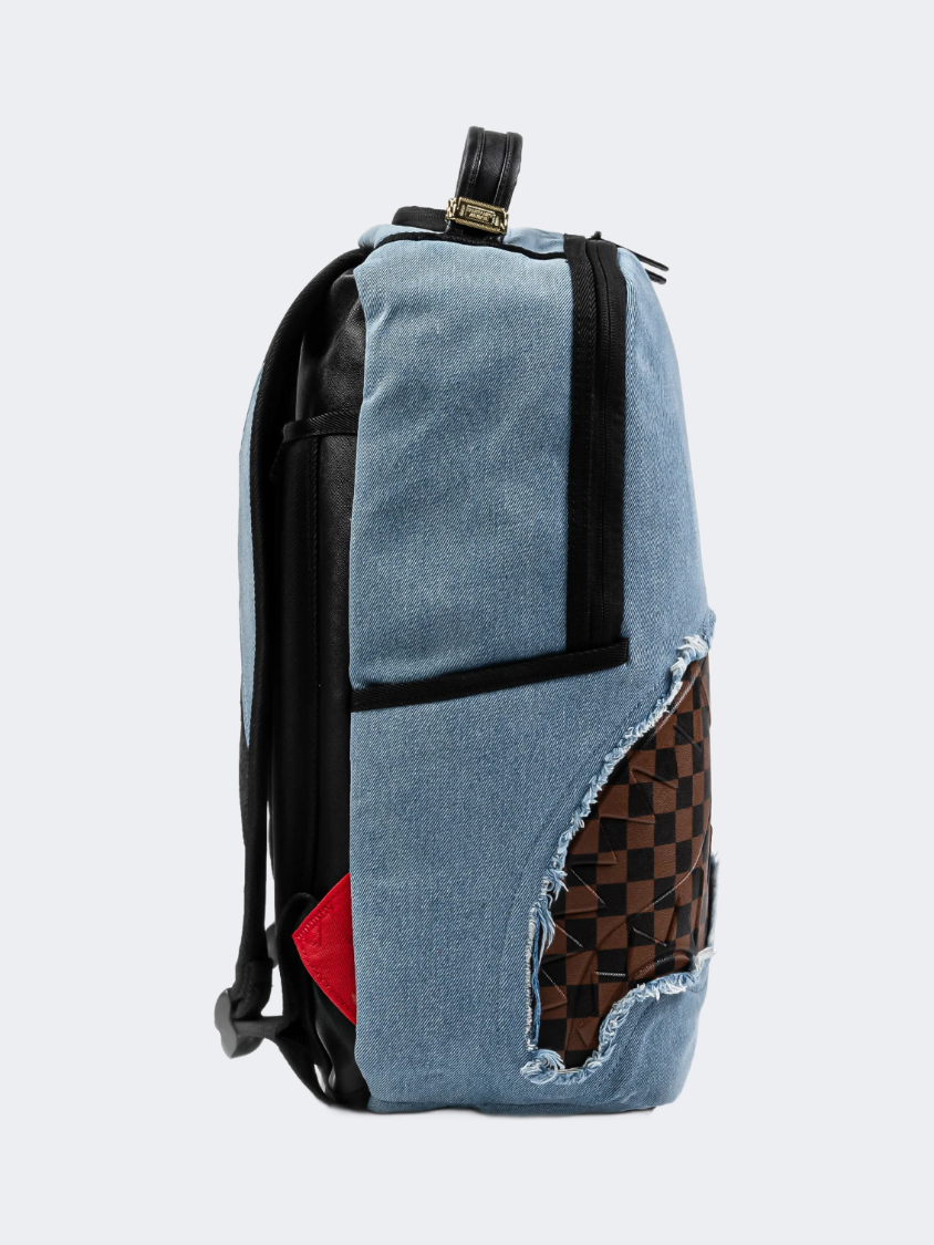 Spray Ground Denim Shark Bite Dlxsv Unisex Lifestyle Backpack Blue/Brown