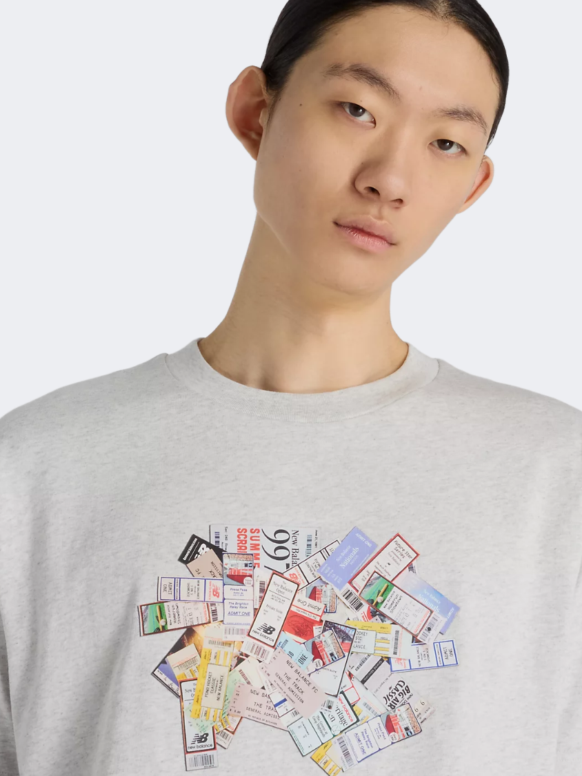 New Balance Athletics Ticket Men Lifestyle T-Shirt Ash Heather