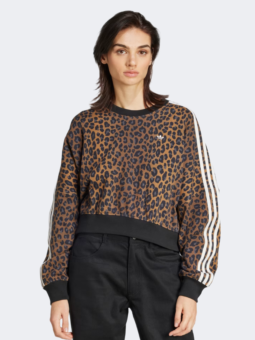Adidas Leopard Crewneck Women Original Sweatshirt Multicolor