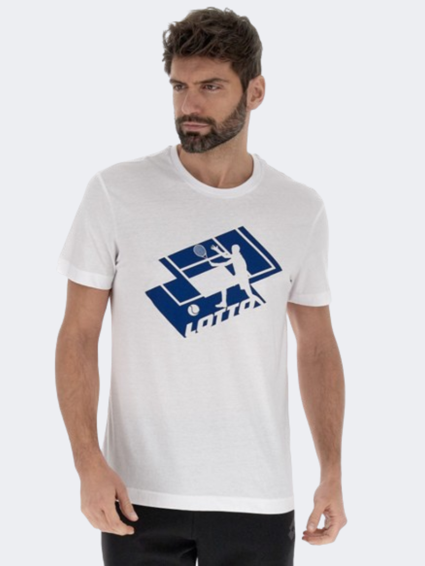 Lotto Tennis Club Men Lifestyle T Shirt White Navy Blue MikeSport Lebanon