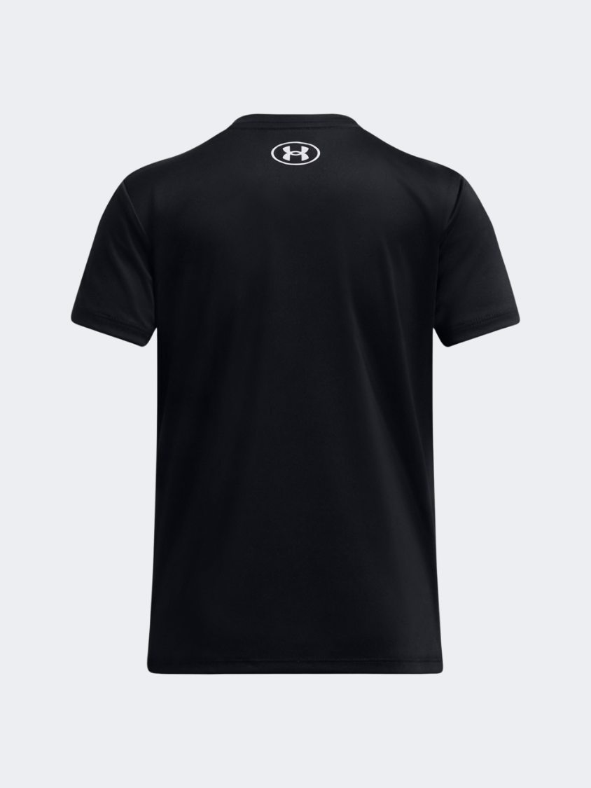 Under Armour Tec Wordmark Girls Training T-Shirt Black/Castlerock/White