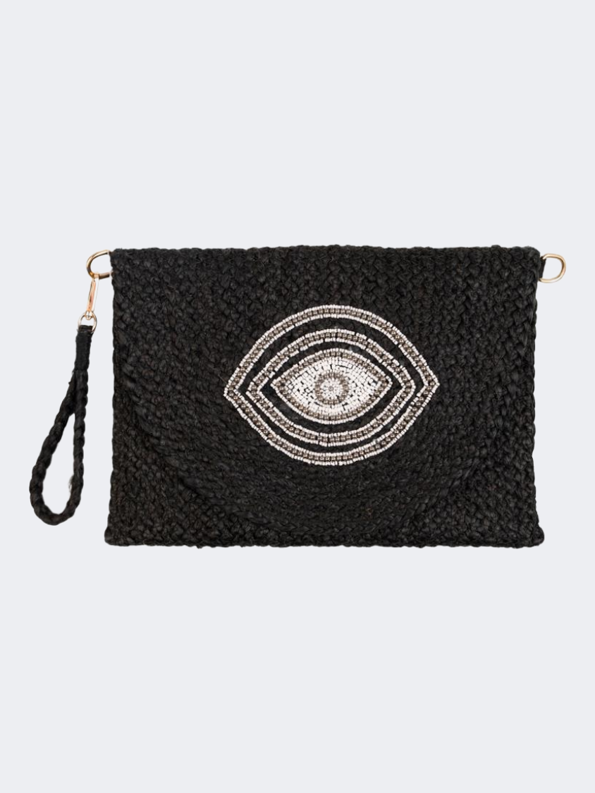 Amelie Straw Women Beach Bag Black