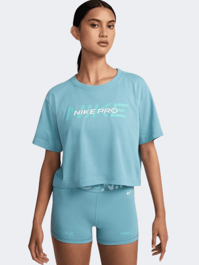Nike Pro Fa24 Women Training T-Shirt Denim Turquoise – MikeSport