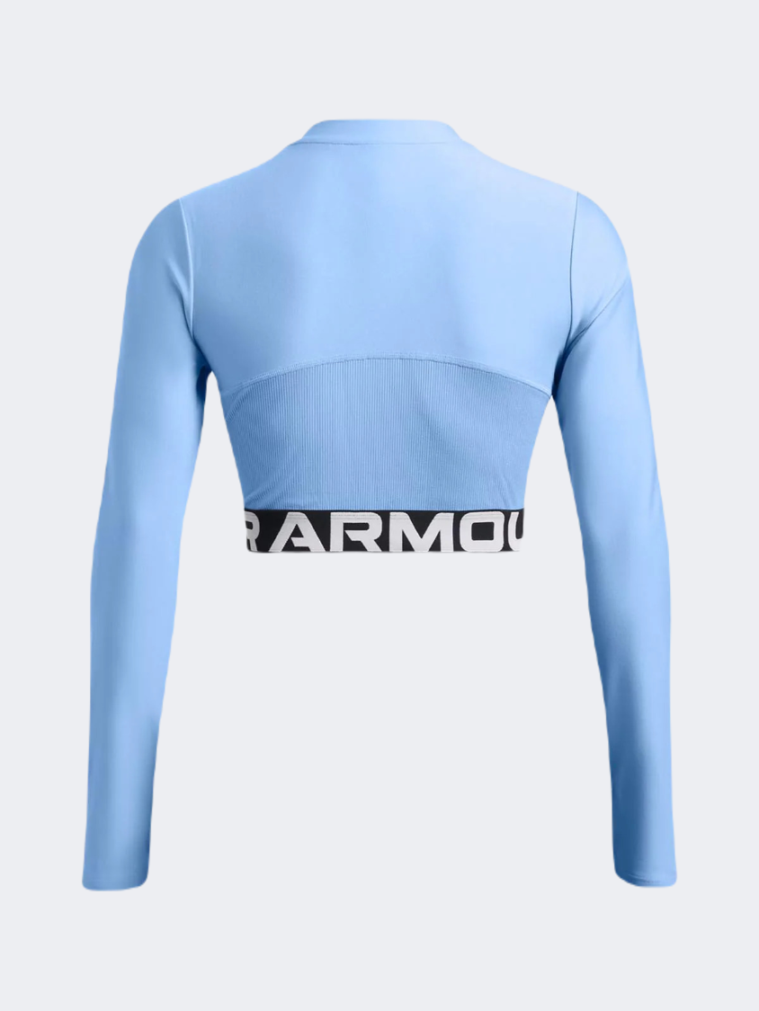 Under Armour Heatgear Rib 14 Women Training Long Sleeve Horizon Blue/White