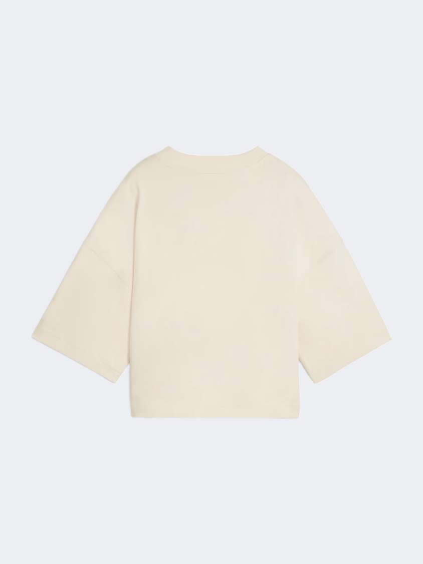 Puma Premium Essential Oversized Graphic Women Lifestyle T-Shirt Alpine Snow