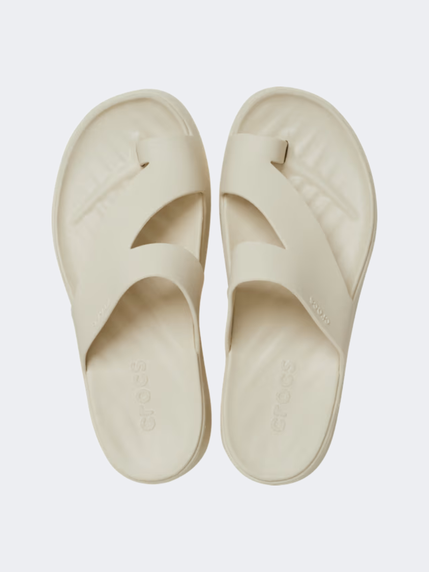 Crocs Getaway Platform Toe Loop Women Lifestyle Slippers Sandstone