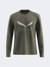 Salewa Solid Logo Dry Men Hiking Long Sleeve Faded Green
