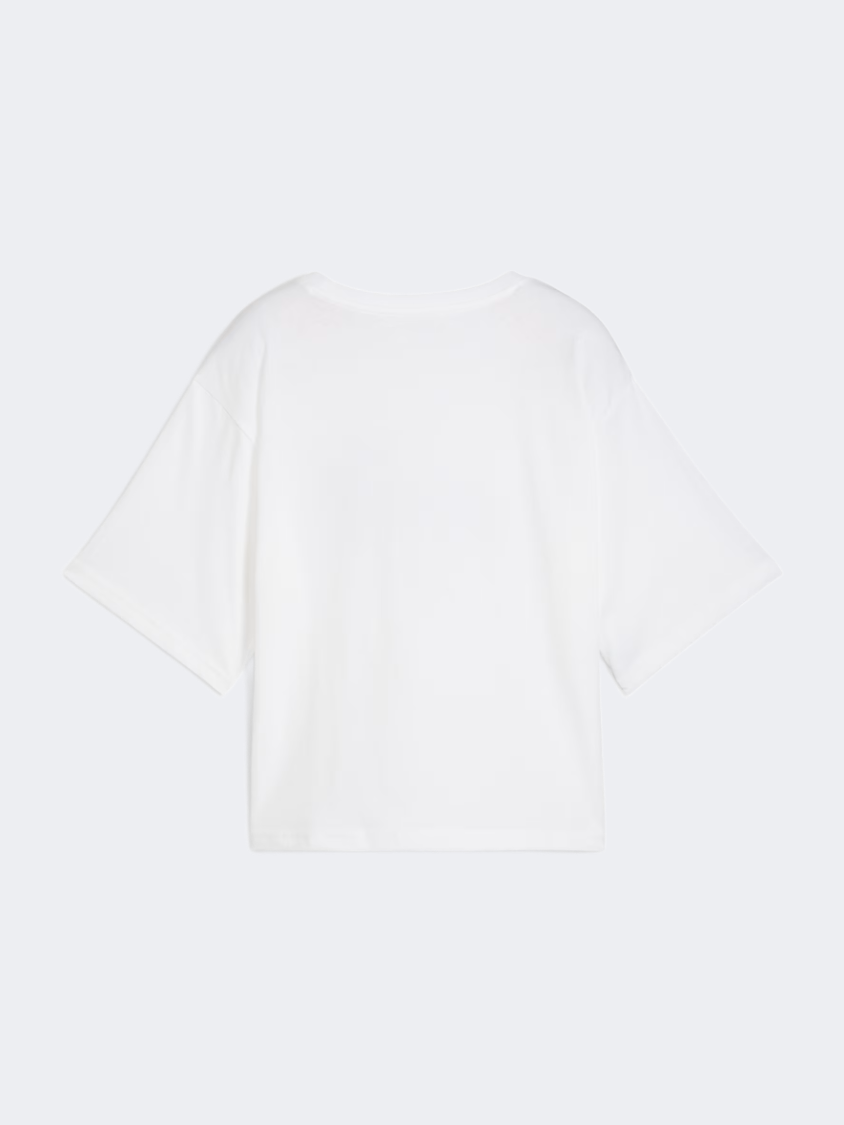Puma Essentials Cropped Number 1 Logo Relaxed Women Lifestyle T-Shirt White/Black