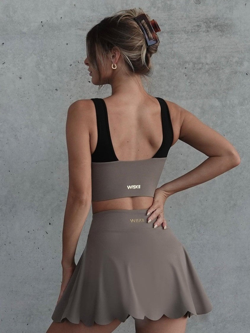 Wiskii High-Waist A-Line Tennis Women Sportswear Skirt Almond Butter