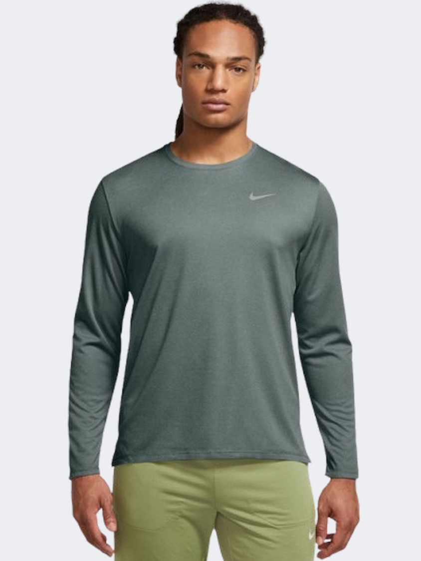 Nike Miler Men Running Long Sleeve Green Reflec Silver