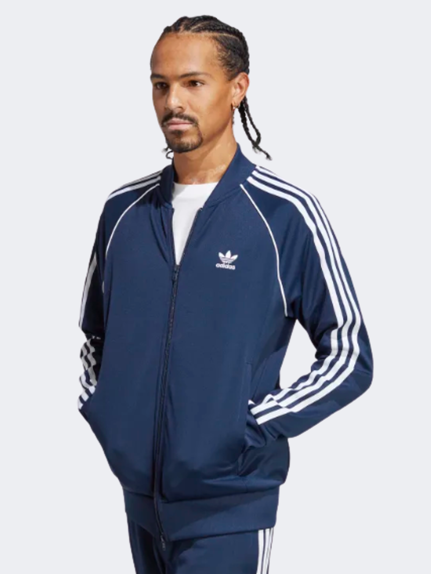 Adidas superstar track jacket navy sales