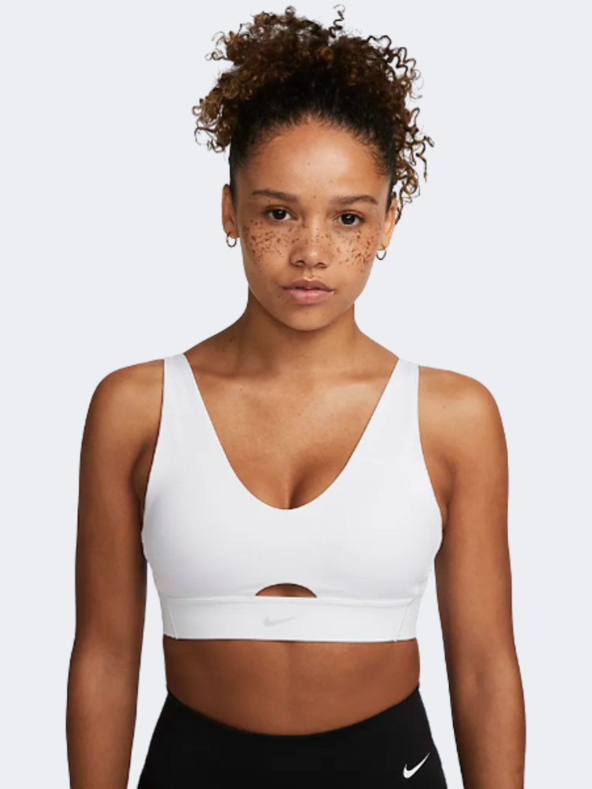 nike indy logo sports bra white