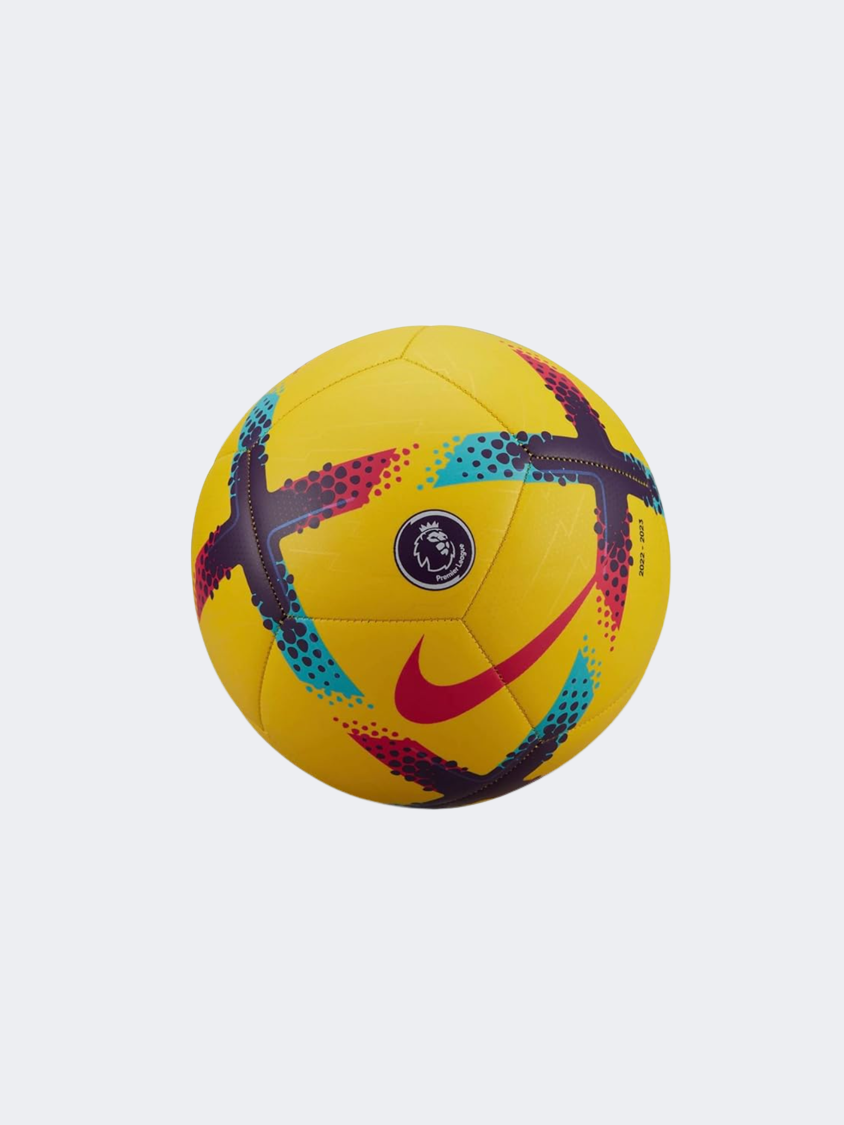 Blue and yellow top premier league ball