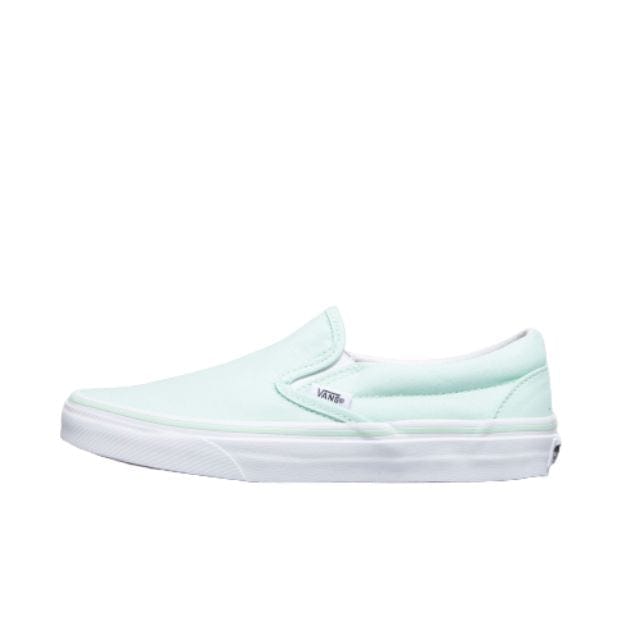 Mint green vans hot sale slip ons