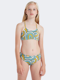 ONeill Mix And Match Tropics Girls Beach Bikini Set Blue Rainbow Stripe