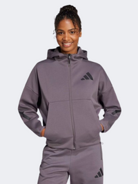 Adidas Z N E Full Zip Women Sportswear Hoody Grey Strata