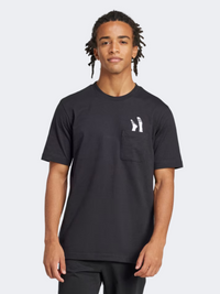 Adidas Lounge Slides Graphic Pocket Men Sportswear T-Shirt Black