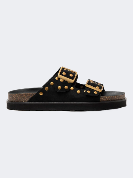 Ateneo Leather Women Beach Slippers Black