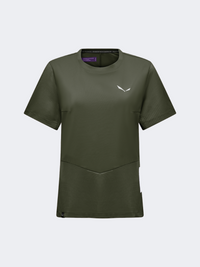 Salewa Pedroc Tech Dry Ton Hybrid Women Hiking T-Shirt Dark Olive