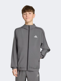 Adidas Tech Apparel Tracktop Kids-Boys Sportswear Jacket Grey Five