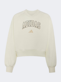 Adidas Seasonals Collegiate Typography V-Neck Kids-Girls Sportswear Sweatshirt Off White