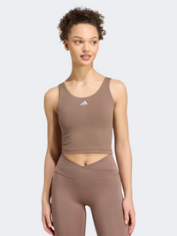 Adidas 3 Stripes Studio All Me Light Support Women Training Tank Earth Strata