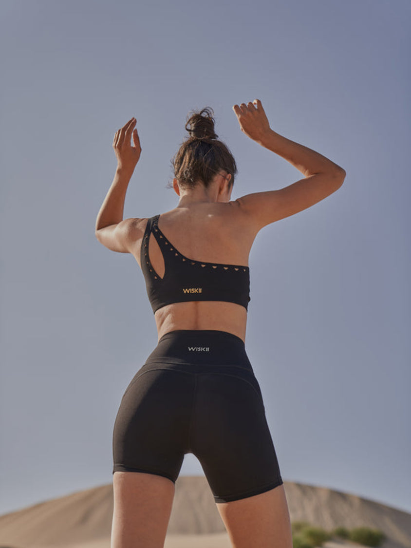 Wiskii V-Waist Vigorous Women Sportswear Short Black