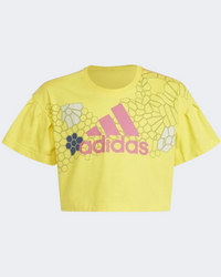 Adidas Power Cropped Girls Training T-Shirt Yellow
