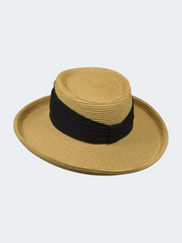 Stamion Venice With Wide Grosgrain Women Beach Hat Light Brown/Black