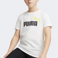 Puma Essential Plus 2 Col Logo Boys Lifestyle T-Shirt White/Lime Sheen