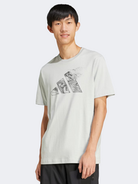Adidas City Escape Logo Graphic Men Sportswear T-Shirt Silver
