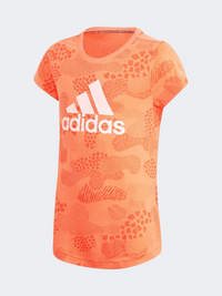 Adidas Sport Fitness Leisure Kids-Girls Training T-Shirt Coral/Amber/White
