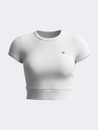 Top Ten Classic Women Lifestyle Ribbed Cropped T-Shirt White
