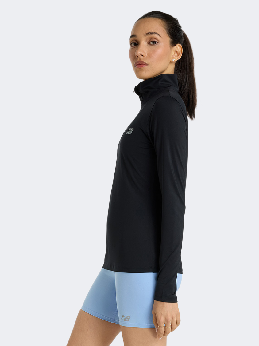 New Balance Sport Quarter Zip Women Performanc Long Sleeve Black