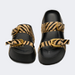 Ateneo Leather Women Beach Slippers Taupe Zebra