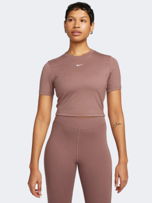 Nike Essential Slim Women Lifestyle T-Shirt Smokey Mauve/White
