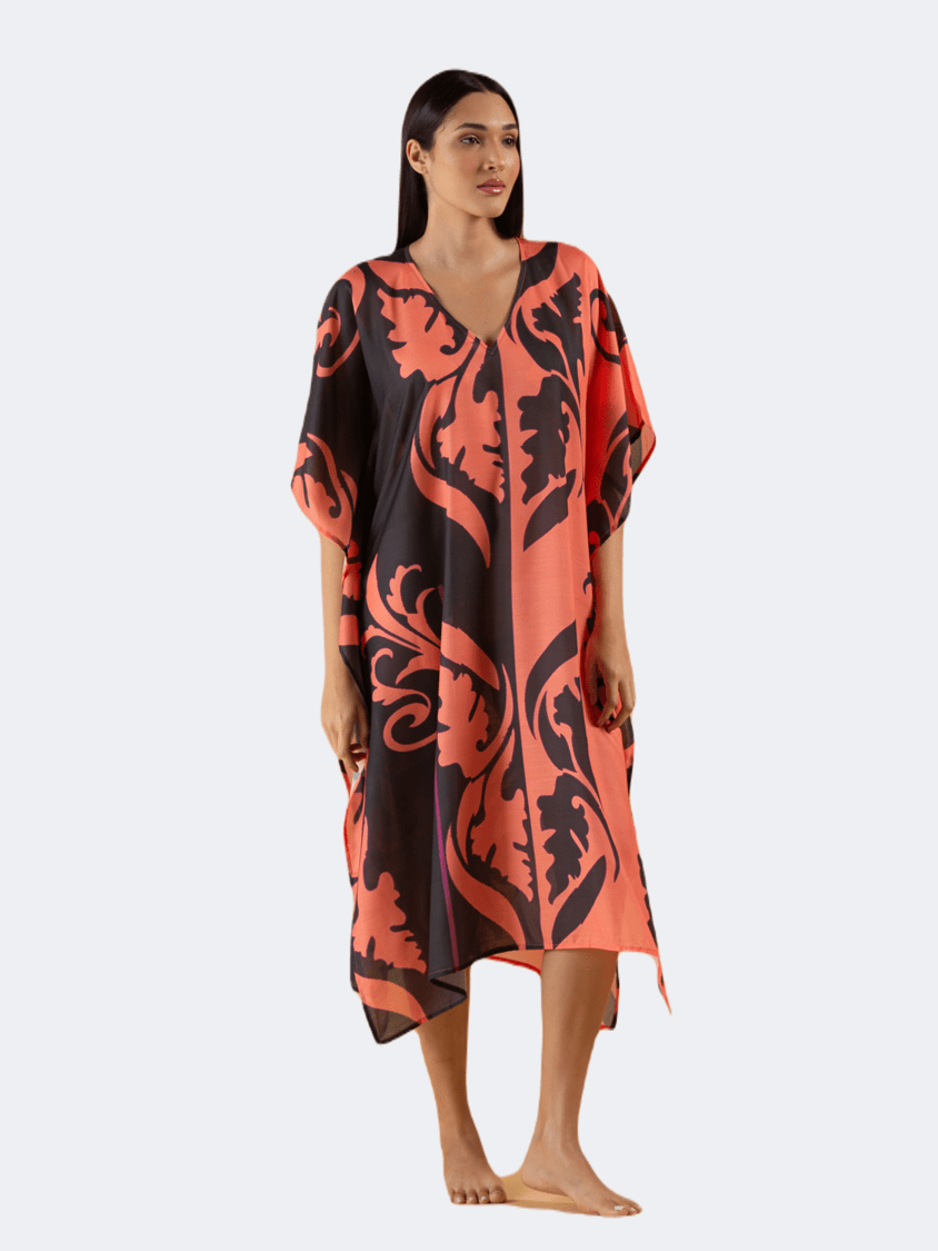 Amelie Kaftan Women Beach Dress Black/Peach