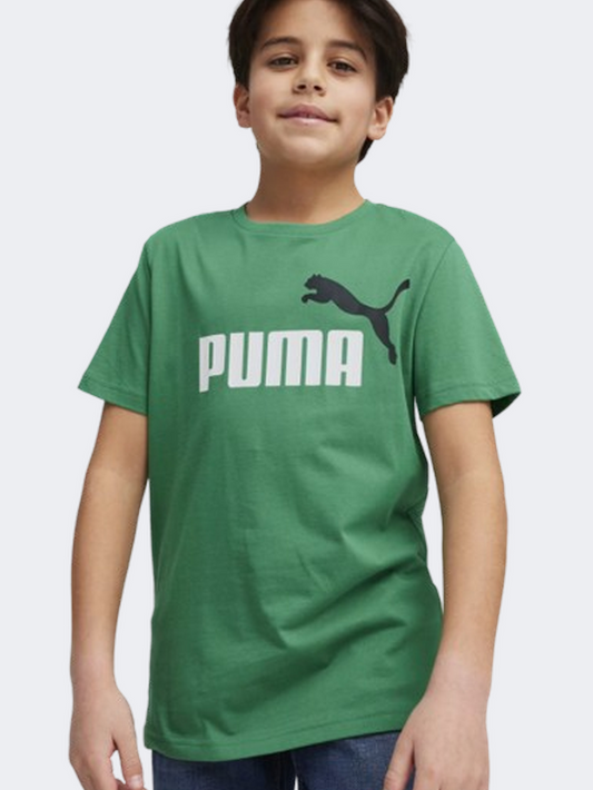 Puma Essential Plus 2 Col Logo Boys Lifestyle T-Shirt Archive Green