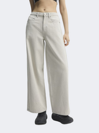 Adidas High-Rise Wide-Leg Denim Women Originals Pant Clear Grey