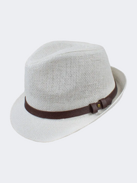 Stamion Trillby Leather Decoration Men Beach Hat White