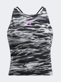 Under Armour Project Rock Lets Go Bench To Beach Printed Women Training Tank Black/Vivid Magenta