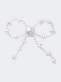 Crocs White Large Pearl Beaded Bow Unisex Lifestyle Pins Multicolor